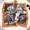 New spring and summer light and breathable 61 * 61cm square scarf versatile printed mulberry silk cotton blended women's silk scarf