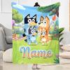 Bluey's Outdoor Fun Customize Your Name Blanket Multi-purpose Personalized Blanket Ultra-Soft Versatile for Bedding Livingroom Seaside Nap