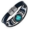 Multi Layer Constellation Leather Bracelet 12 Zodiac Sign Adjustable Fashion Jewelry for Unisex Gift Occasion