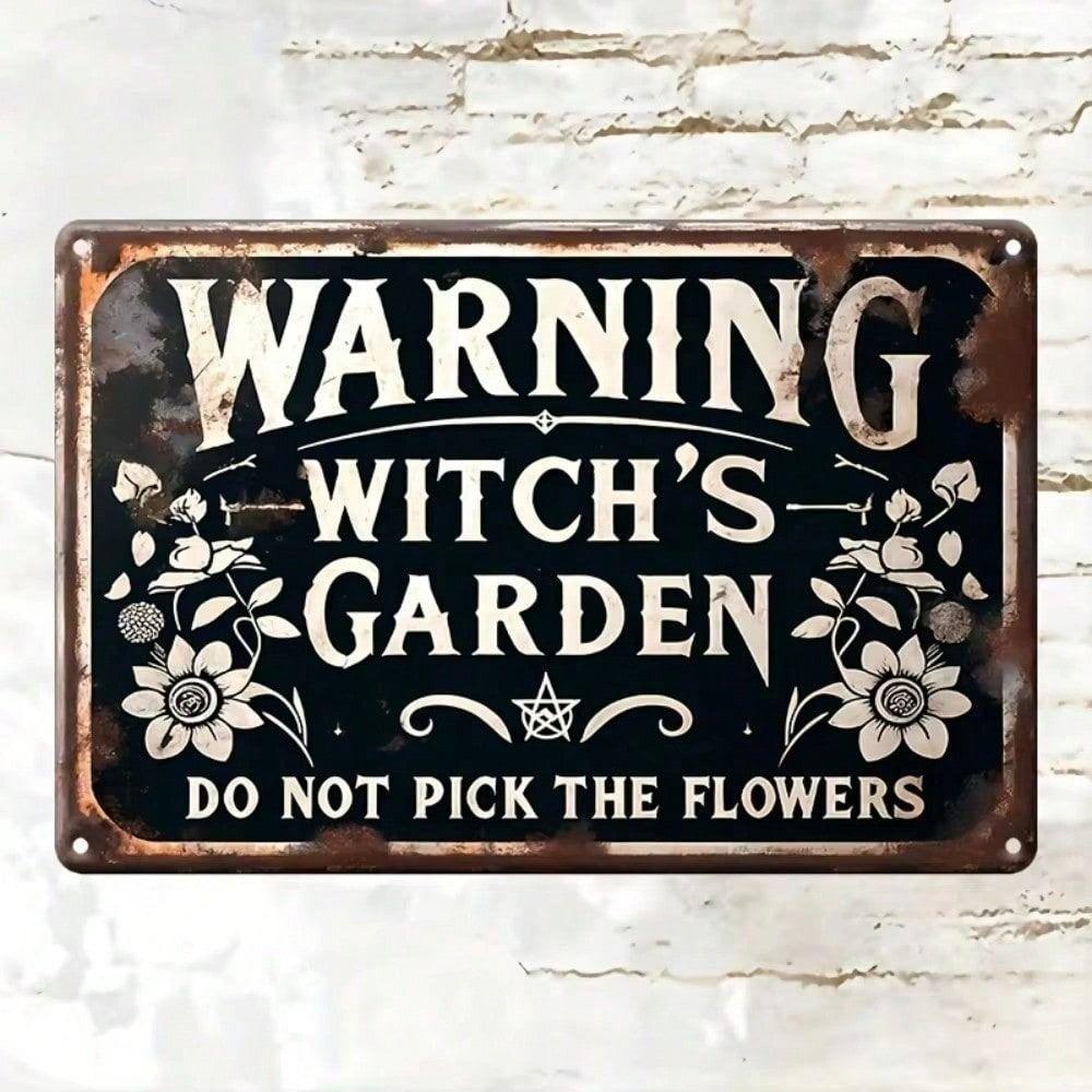 Vintage Metal Witch Sign for Halloween, Iron Decor for Garden, Home, Yard, Patio, Cafe & Bar