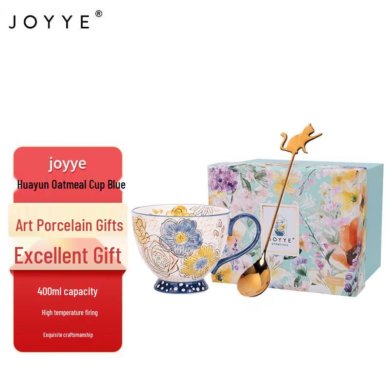 JOYYE Floral Ceramic Cereal Mug with Handle