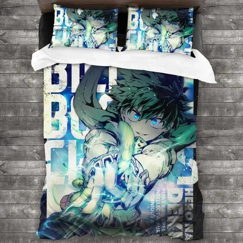 3D Print Anime My Hero Academia Bedding Set Duvet Cover Sheet Printed Bed Set Pillowcase Full Queen King Size Comforter Bedroom