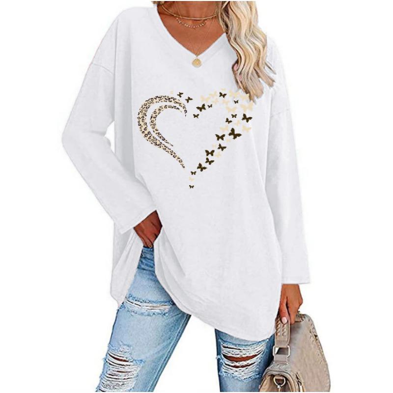 Autumn new love print long-sleeved loose shirt