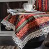 American Bohemian Style Red Gilding Stripe Cotton Linen Printing Semi Transparent Living Room Blackout Home Window Curtain