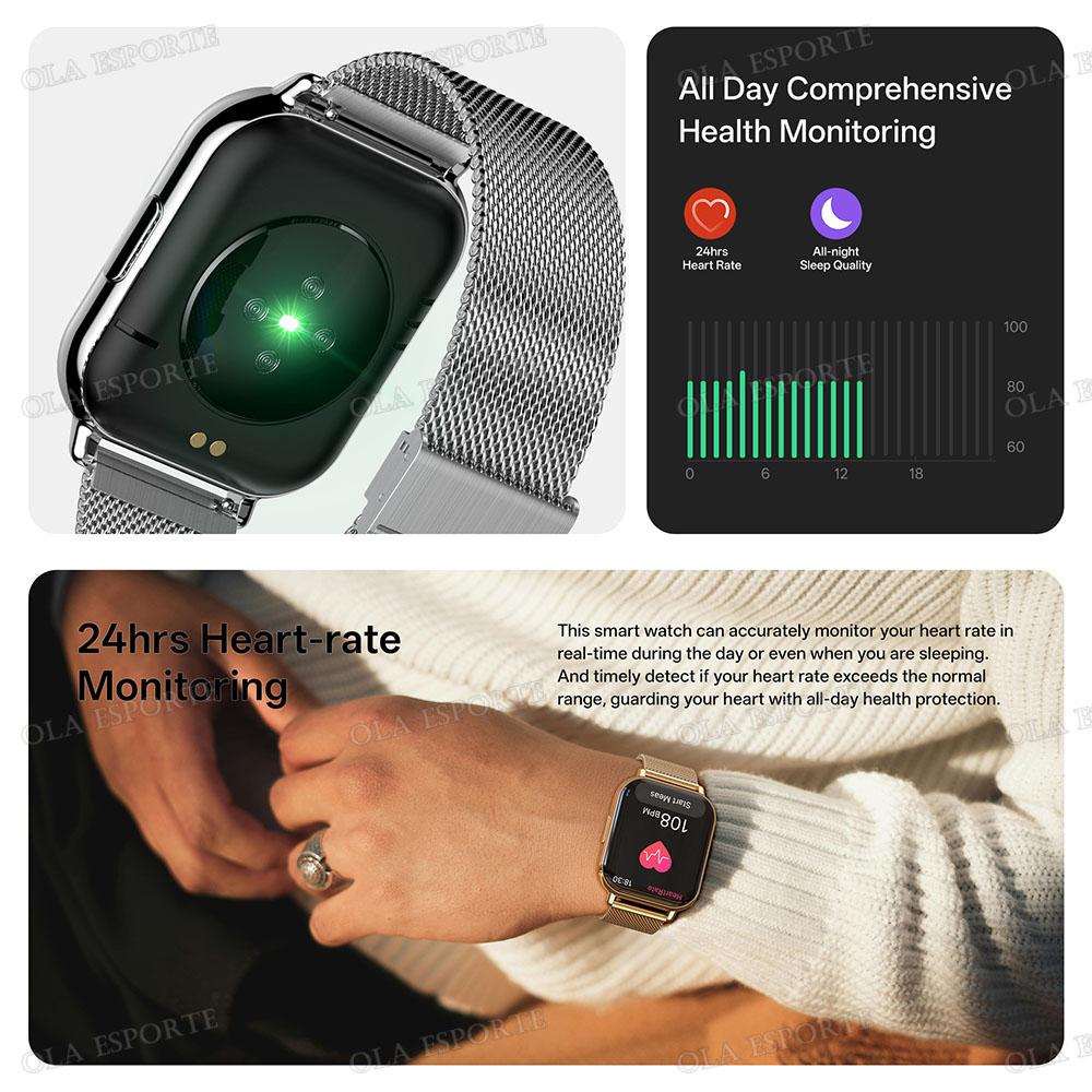 Upgraded Smart Watch Heart Rate Blood Oxygen/Pressure Sleep Monitoring Bluetooth Call Voice Assistant Sport Smartwatch HT30