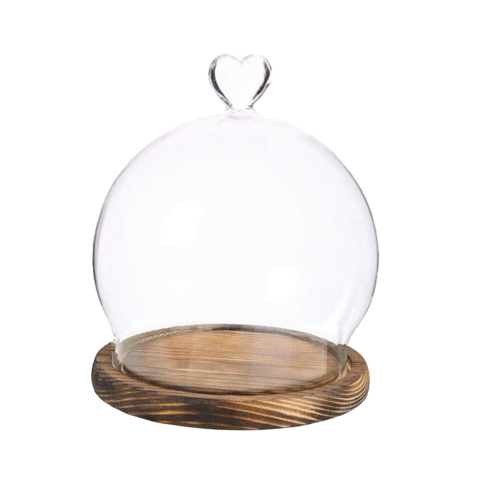 

Display Dome with Base DIY Valentine s Day Decoration Crafts Jar Glass Cover Dustproof Clear Dome with Wood Base Stand Case коричневий