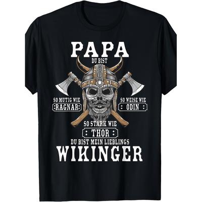 Mens Funny Tee Shirt Viking Dad  Viking Dad Slogan T-Shirt Classic Fit Black T-Shirt Perfect for Home|Outdoor|Work|Gifting Unisex All Sizes