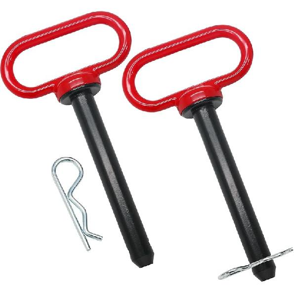 2Pcs Lawn Mower Trailer Hitch Pin 3/8 X 4 Inch Trailer Gate Pin, Heavy Duty Towing Hitch Pin With Rubber Coated, Garden Tractor Trailer Hitch Pin For