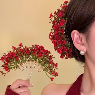 Grampo de Cabelo Feminino Design de Flor na Franja Fácil de Usar Palito de Cabelo Fixador de Cabelos Quebrados Palito Decorativo para Cabelo de Noiva Acessório para Penteado