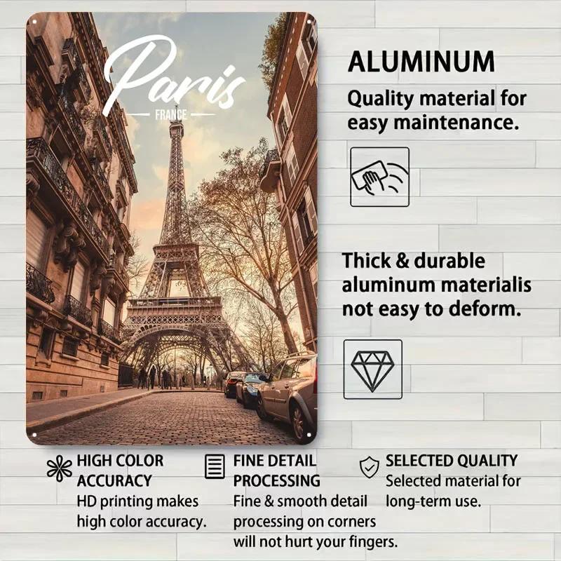Paris Metallschild Landschaftsposter Badezimmerdeko Benutzerdefinierte Blechschilder für Wandkunstdekoration Heimdekorationen Kunst der Wandmalereien