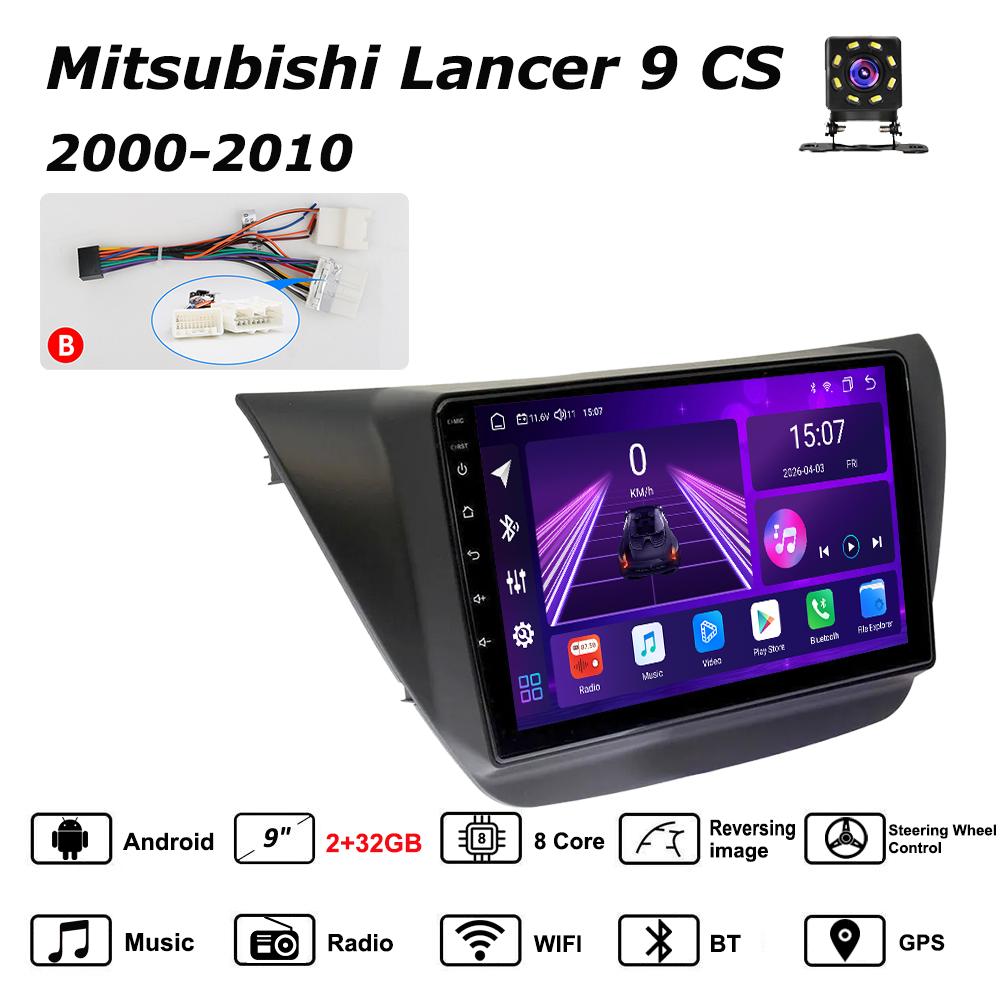 

Android Car-Play Car Radio For Mitsubishi Lancer 9 CS 2000-2010 Multimedia Player Head Unit Stereo GPS Navigation BT WIFI,8 CORE ,2+32GB B чорний