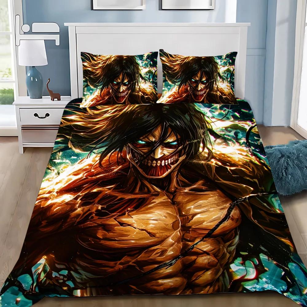Cartoon Anime Attack On Titan Duvet Cover Pillowcase Bedding Set Adult Boy Girl Bedroom Decoration Children Single Double Size