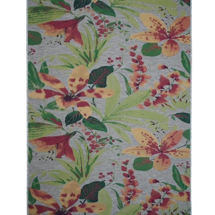 Tapis salon motifs fleurs vert multicolore 123x180