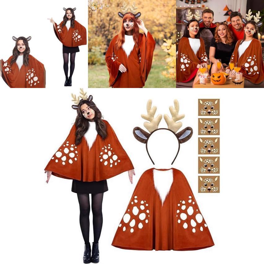 Halloween Reindeer Cloak Costume For Women With Cosplay Cape For Stage Performances