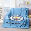 Manchester City Personalized Text Blanket Lightweight Personalized Blanket Durable Comfort Suitable for Couch Office Chair Livingroom Chair