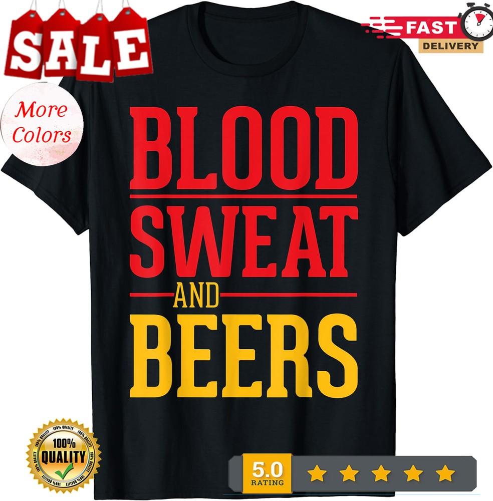 2025/Blood Sweat And Beers Modern Beer Lovers Design Unisex T-Shirt. Unisex T-Shirt XL