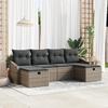 VidaXL 6-Piece Garden Sofa Set with Grey Cushions Poly Rattan 3359318