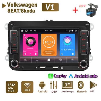 Autoradio-Multimedia-Player für Volkswagen/Volkswagen/Golf/Polo/Tiguan/Passat/b7/b6/SEAT/Leon/Skoda/Octavia 2 Din Android Carplay GPS Autoradio 1 + 32GB
