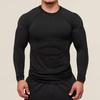 Men's Long Sleeve Compression Shirt Mesh Panel Moisture-Wicking Athletic Fitness Tight Top