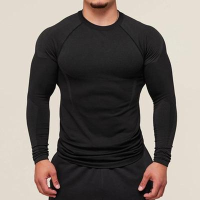 Męska koszulka kompresyjna z długim rękawem, panel z siateczki, odprowadzająca wilgoć, sportowa, fitness, obcisły top