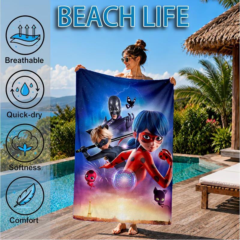 Ladybug Magic Adventure Beach Towel, Super Soft Microfiber, Perfect Gift for Her/Him, Birthday, for Pool, Beach, Travel, Decor Beach Party