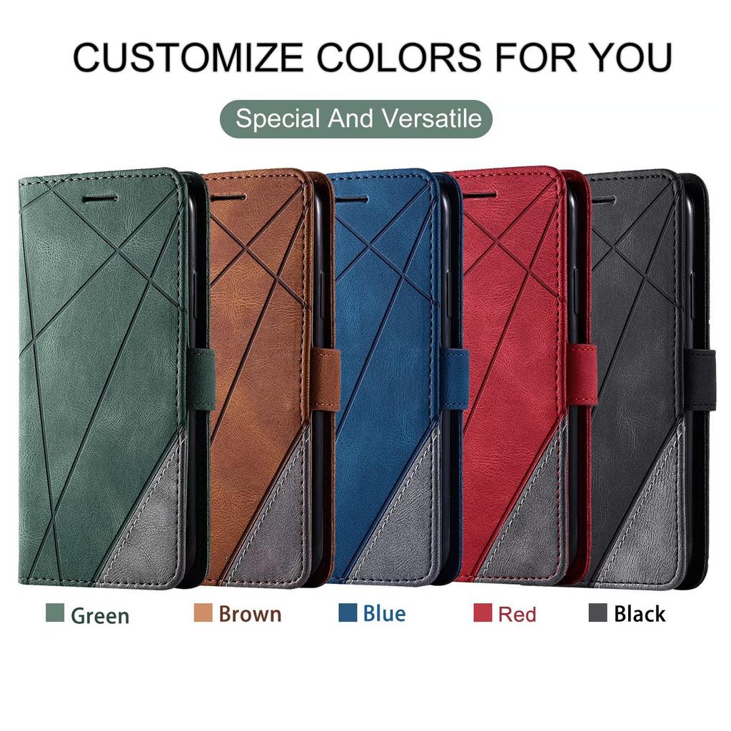 Applicable To iPhone17E Leather Case S26 Skin Feeling Splicing Contrasting Color Card Wallet 16plus Protective Case 14Pro