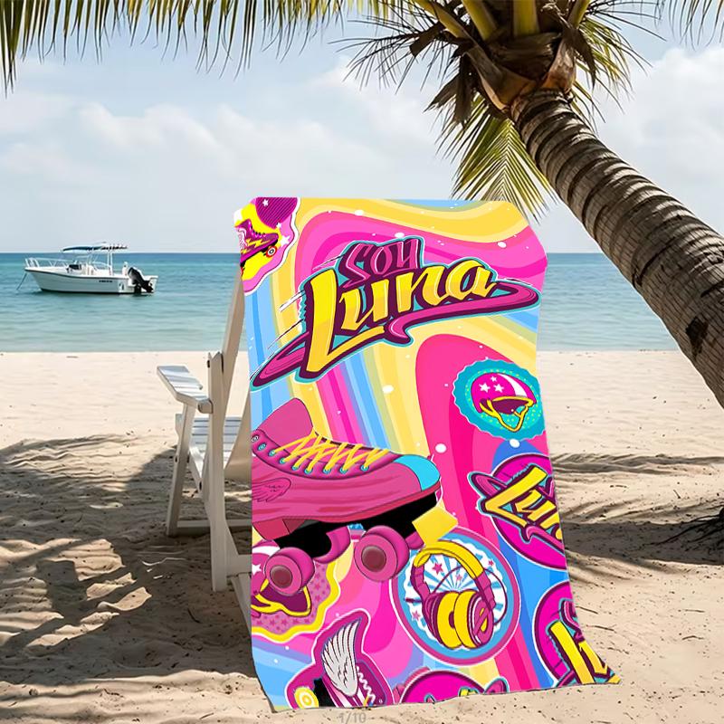 Beach Towel with Soy Luna Pattern - soft,absorbent,machine washable Lightweight&Modern,swimming,Travel Essentials