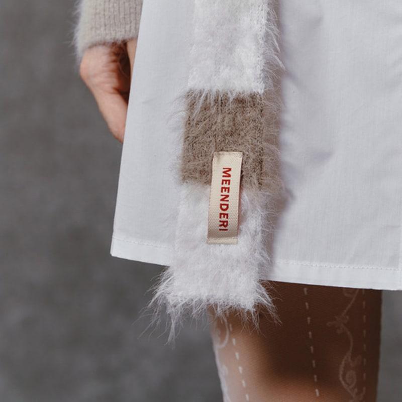 MEENDERI MIXED STRIPE knit MUFFLER - WHITE BEIGE