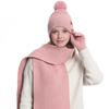 3Pcs/Set Winter Knitted Scarf Gloves Set Pom Pom Ball Double Layer Thickened Brimless Hat Touchscreen Gloves Neck Warmer Set