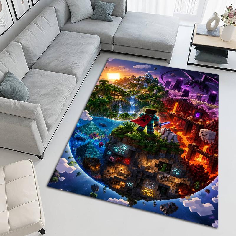 Minecraft Night Village Adventure Carpet Living Room And Bedroom Mats Home Decor Fashion Office Chair Cushion Room