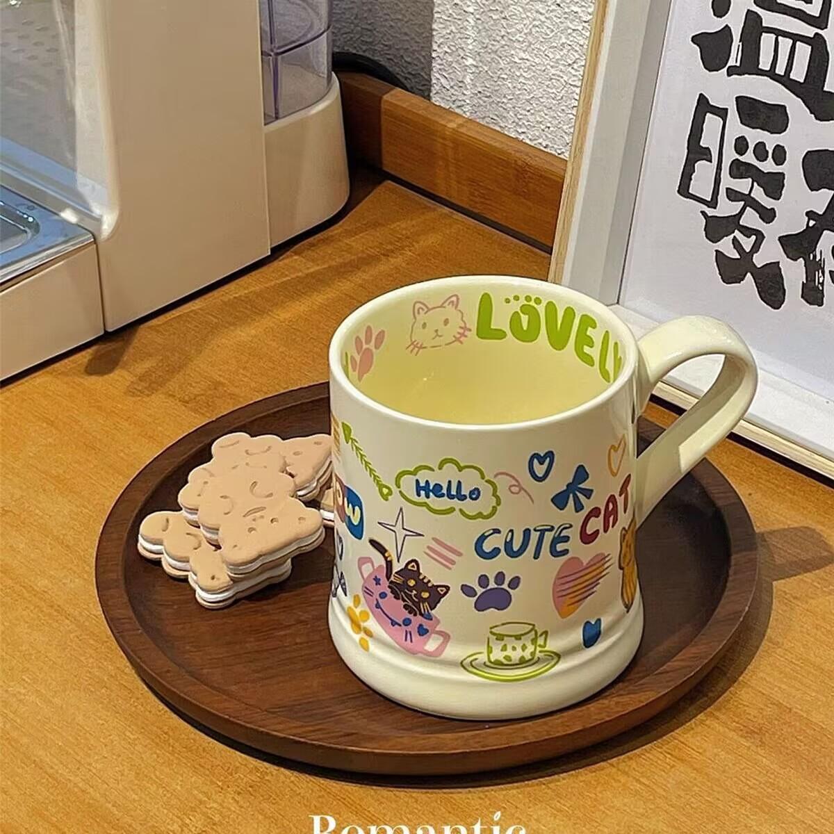 

Cute cartoon dormitory ins water cup girl office mug ceramic couple high-value coffee cup children 200-400ml