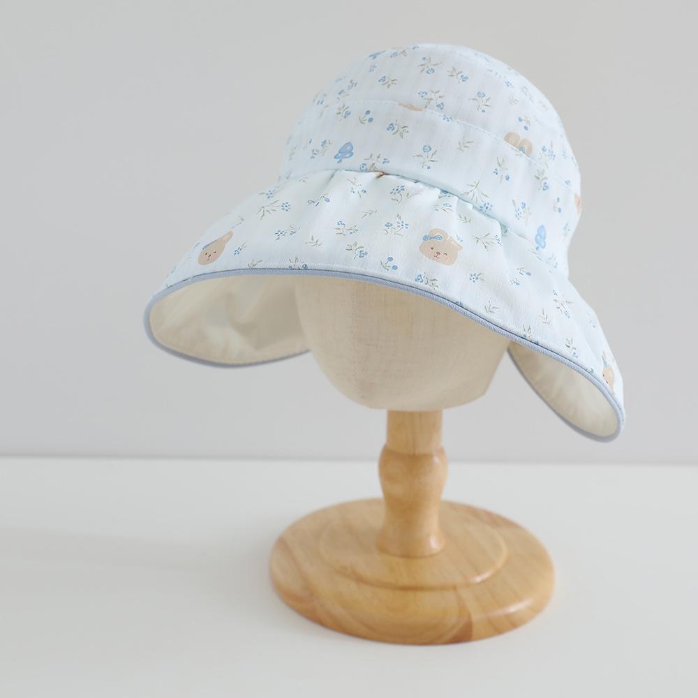 Girls' Cute Floral Wide-Brimmed Summer Sunshade Hat - Breathable Korean Style