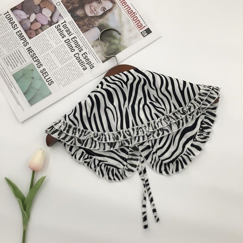 Fashionable versatile shawl double ruffled doll collar festive casual lace-up fake neck women