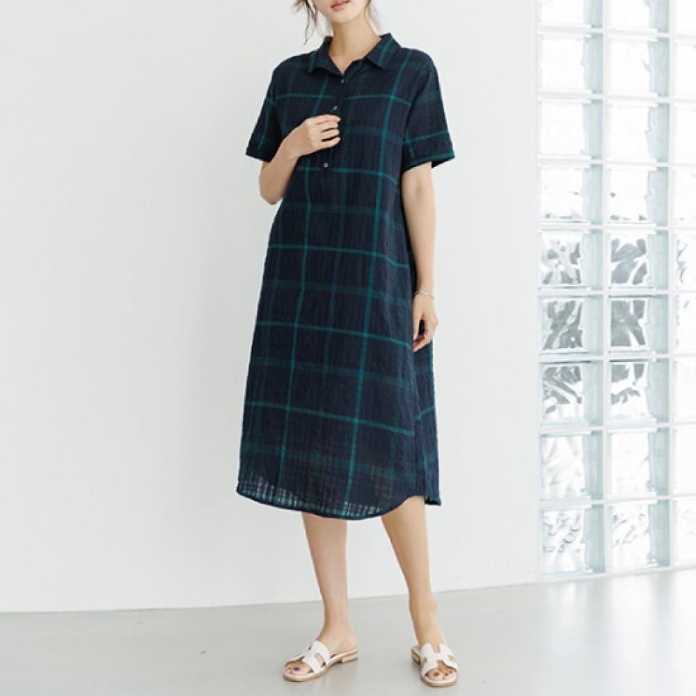 Dedra Women S Nitzuban Open Check Linen dreSS Opf3066