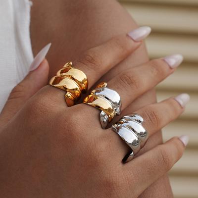 Vintage Irregular Rings Set Geometric Metal Gold Silver Color Open Ring for Girls Women Men Goth Punk Couple Jewelry
