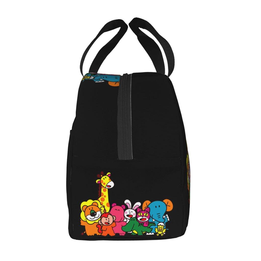 Tabekko Animal Isolierte Lunchtasche mit Verschluss, Schwarz, Bento-Box, Isoliert, Kühltasche mit Reißverschluss, Kompakt, Weiche Kühltasche, Tragetasche/Öko-Tasche