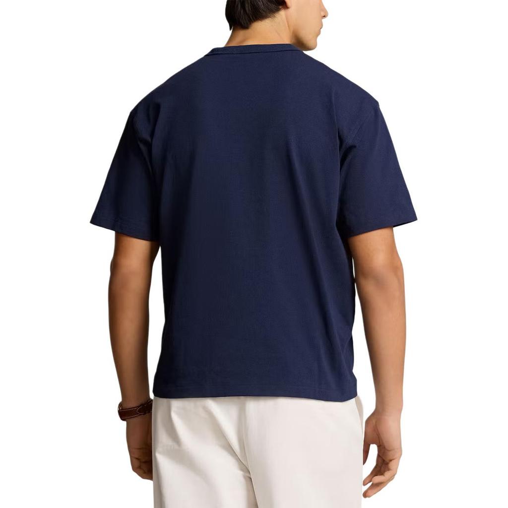Polo Ralph Lauren Letter Print Straight Cut Crew Neck Short Sleeve T-Shirt Men Tops Navy-Blue 710939583-001