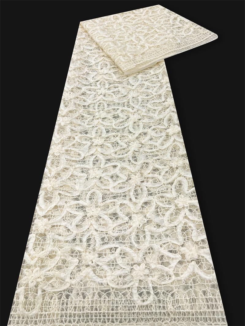 

1/3/5yard White Lace Floral Fabric for Sewing Children s Dresse Performance Costumes Princess Dresse Handmade Embroidered Fabric 1Yard абрикосовий