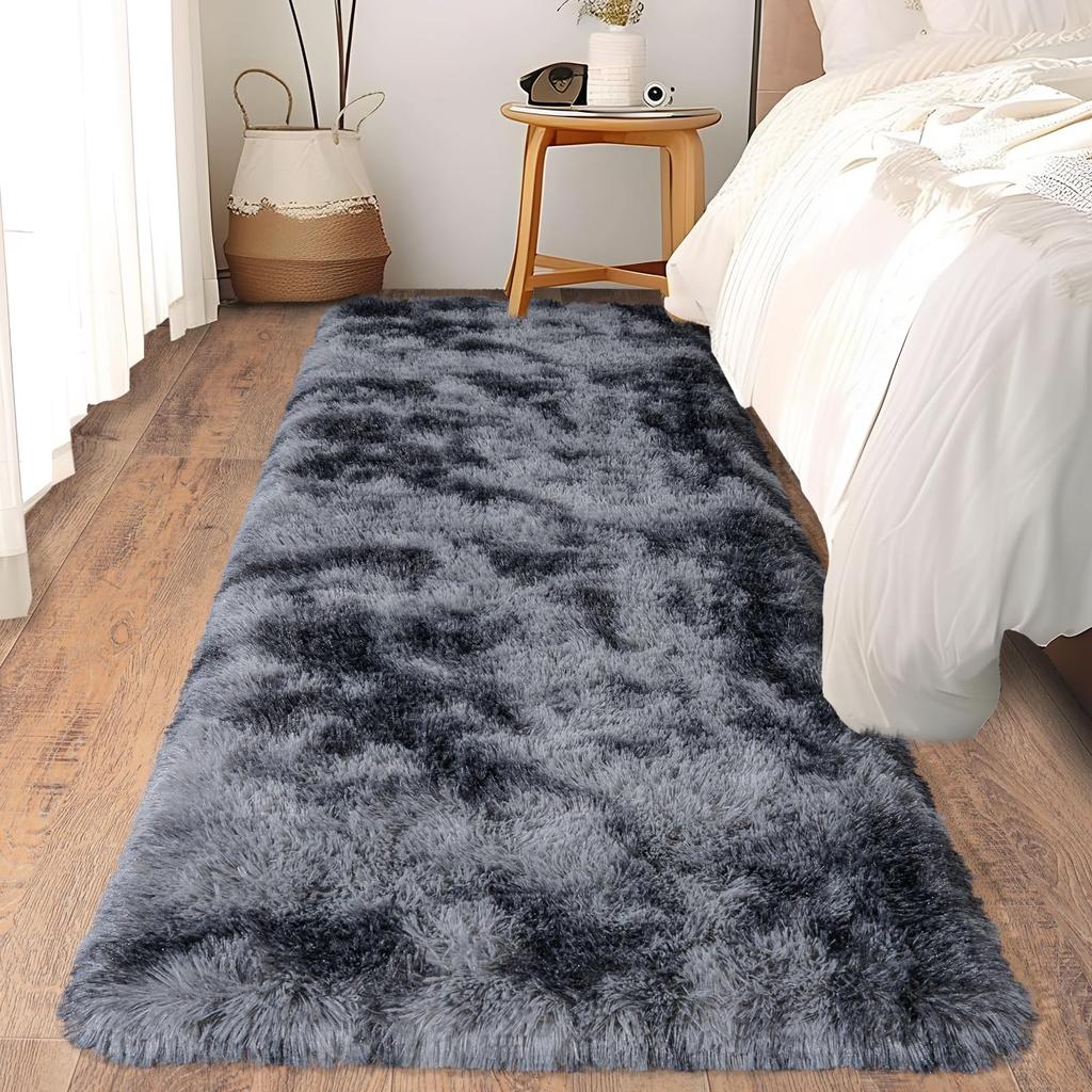Ultra-weicher Laufteppich Schlafzimmer & Flur Anti-Rutsch-Matte Flauschiger Plüsch Nachttisch Wohnheim Teppich Heimdekoration