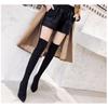 2025 High-Heeled Over-the-Knee Boots: New Slimming Chunky Heel, Elastic Velvet, Pointed Toe