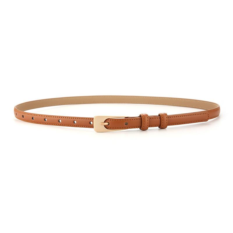 Womens Genuine Leather Slim Waist Belt For Dresses And Shirts With Metal Buckle For Casual Or Office Wear