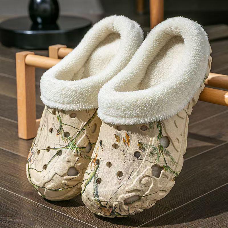 Women's Thick-Soled EVA Cotton Slippers - Cute European & American Style Closed-Toe Winter Warm Home Shoes