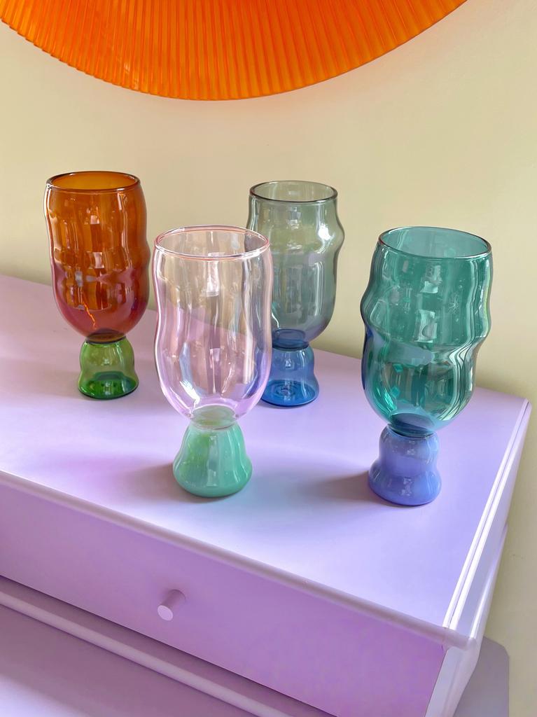 Color Blocked Goblet Glass Whisky Wine Glass Borosilicate Heat-resistant Glass Coffee Glass