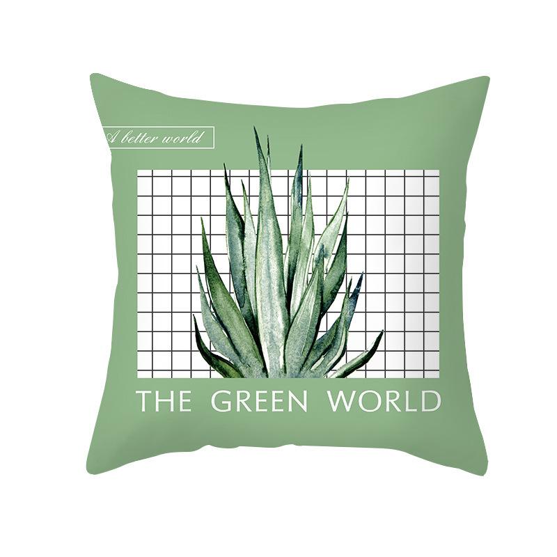 Ins Pillow Cover Nordic Summer Green Plants Office Waist Backrest Home Decoration Pillow Cover Ins Style