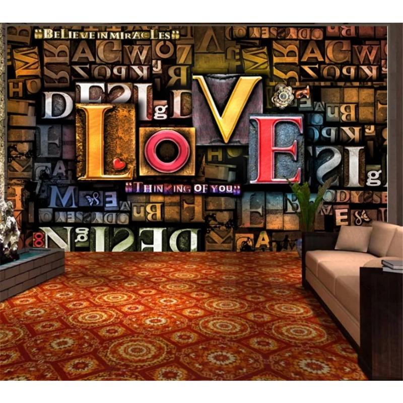 Wallpaper 3d Letters Retro Tv Background Wall Living Room Restaurant Wallpaper Hotel Decorative Mural