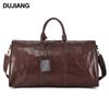 Large Capacity Vegetable Tanned Leather Travel Bag - High-End Vintage Gym Bag for Business Trips