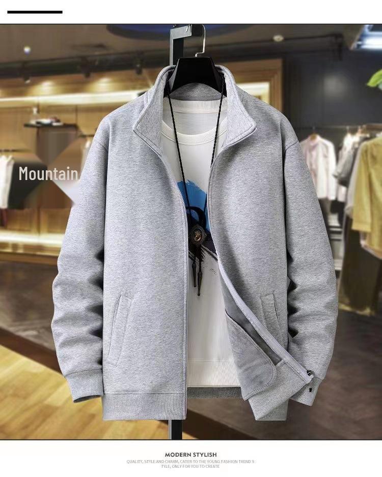 

Мужской толстый хлопковый кардиган на флисовой подкладке со стойкой и молнией XL