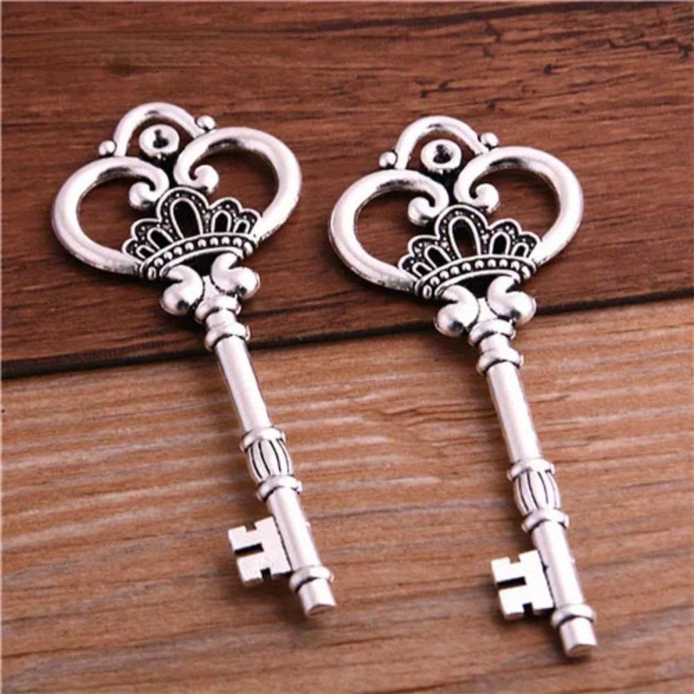 5Pcs/Lot Alloy Lovely Large Crown Key Charms Vintage Jewelry Keys Charms 32*84mm