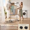 Foldable 4-Tier Clothes Drying Rack with Wheels, Side Wings and Steel Frame, Grey