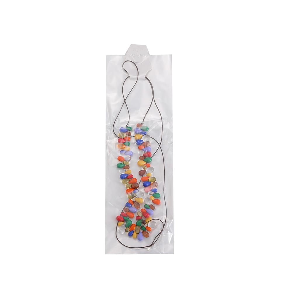 Bohemian Rainbow Colorful Stone Beaded Choker Necklace for Women Handmade Adjustable Cord Statement Necklace